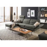 ECKSOFA Graphitfarben Mikrofaser  - Chromfarben/Graphitfarben, Design, Textil/Metall (176-217/279-327cm) - Dieter Knoll