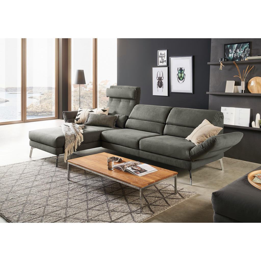 Thumbnail - Dieter Knoll Ecksofa, Graphit, Textil, 3-Sitzer, Ottomane links, L-Form, 279-327x176-217 cm, Goldenes M, Dgm, Typenauswa...