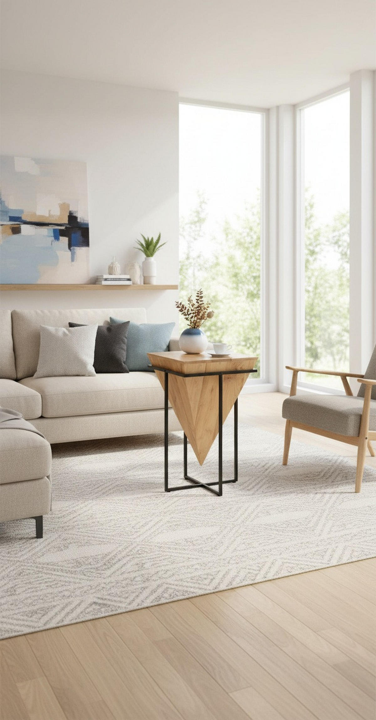 ODKLÁDACÍ STOLEK, akácie, přírodní barvy, černá - černá/přírodní barvy, Trend, kov/dřevo (41/41/66cm) - Ambia Home