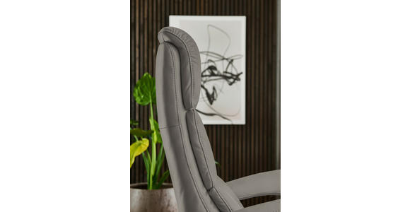 RELAXSESSEL in Leder Grau  - Edelstahlfarben/Grau, Design, Leder/Metall (76/119/86cm) - Dieter Knoll