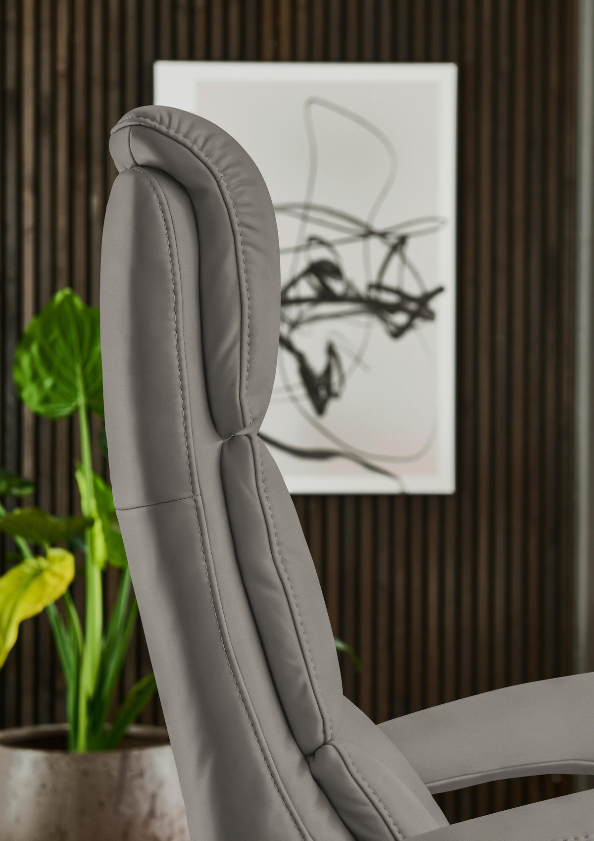 RELAXSESSEL in Leder Grau  - Edelstahlfarben/Grau, Design, Leder/Metall (76/119/86cm) - Dieter Knoll