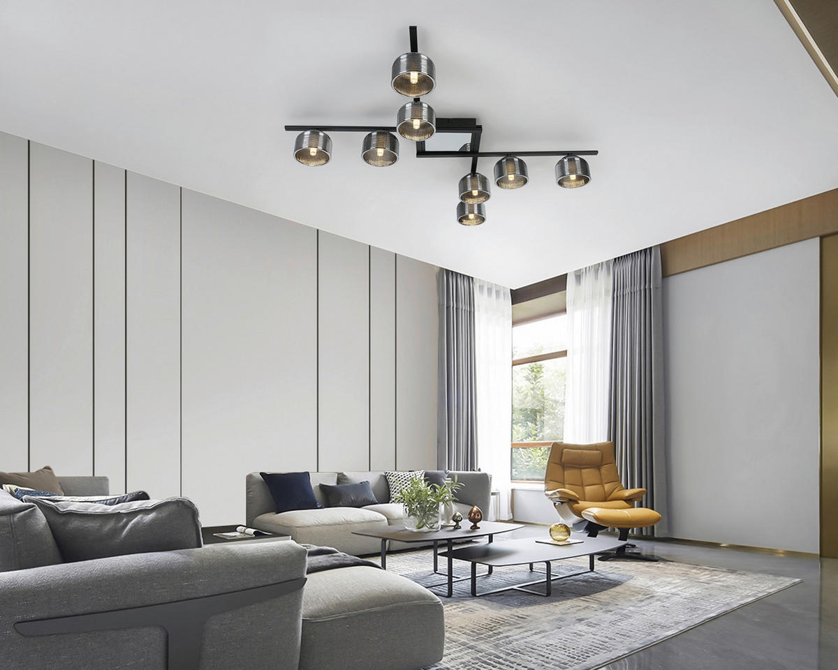 DECKENLEUCHTE    89/89/14 cm  - Chromfarben/Schwarz, Trend, Glas/Kunststoff (89/89/14cm) - Novel