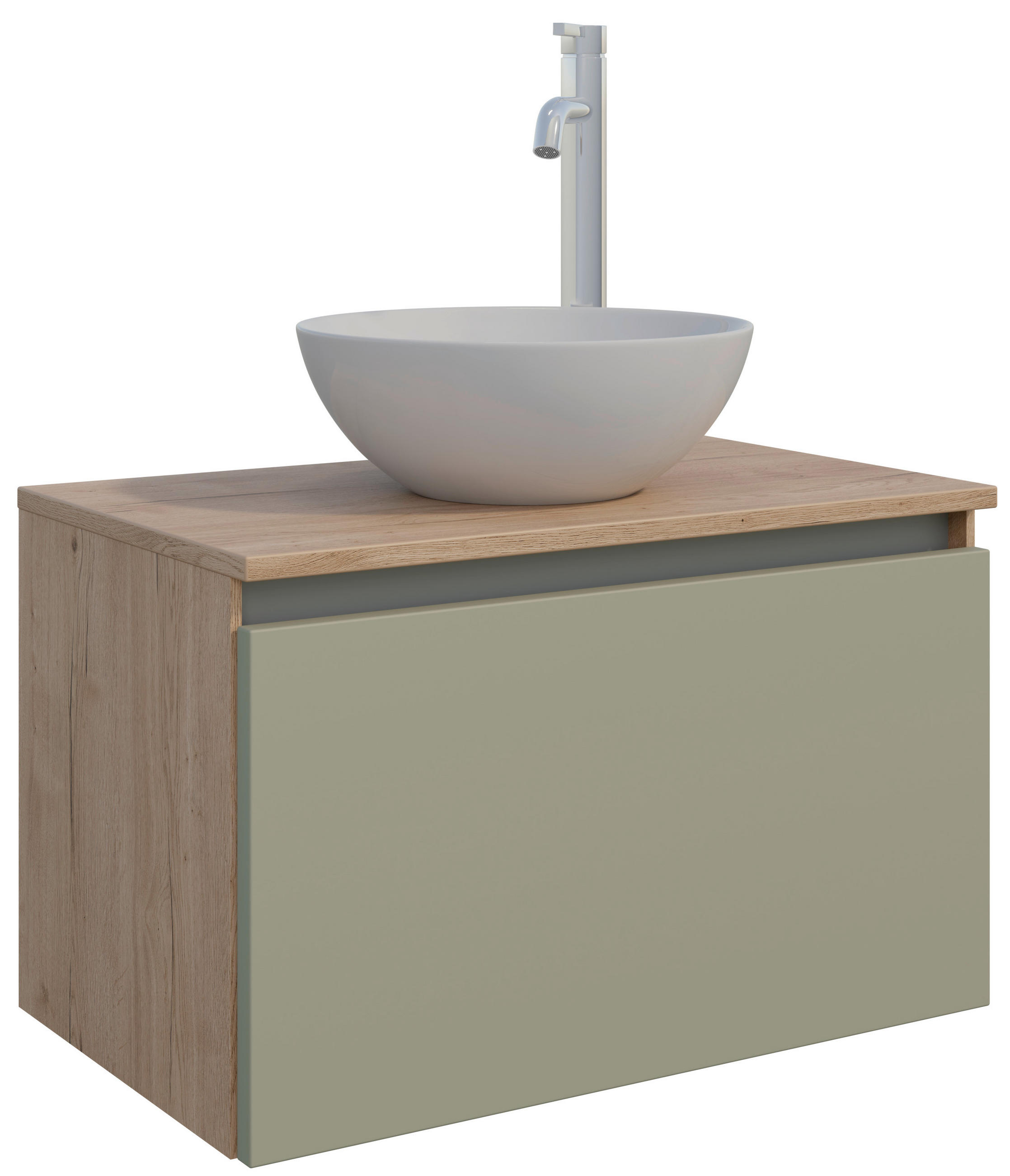 WASCHTISCHKOMBI 60,3 cm  - Edelstahlfarben/Eichefarben, MODERN, Keramik/Holzwerkstoff (60,3cm) - Celina Home