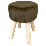 HOCKER in Holz, Textil, Holzwerkstoff Dunkelgrün  - Dunkelgrün/Naturfarben, Basics, Holz/Holzwerkstoff (28/38cm) - Ambia Home