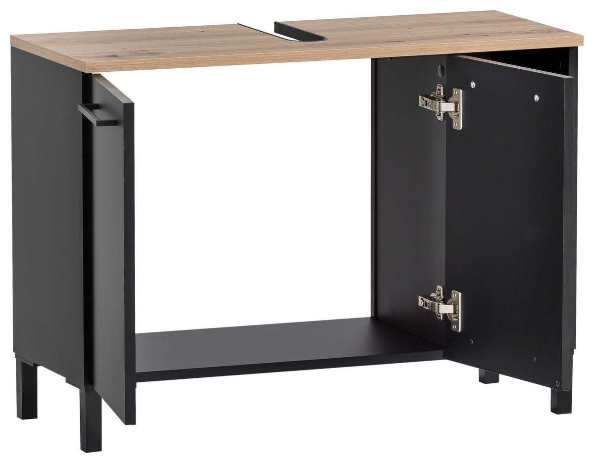 WASCHBECKENUNTERSCHRANK 79,8/58,3/32 cm  - Schwarz/Eiche Artisan, MODERN, Holzwerkstoff/Kunststoff (79,8/58,3/32cm) - MID.YOU