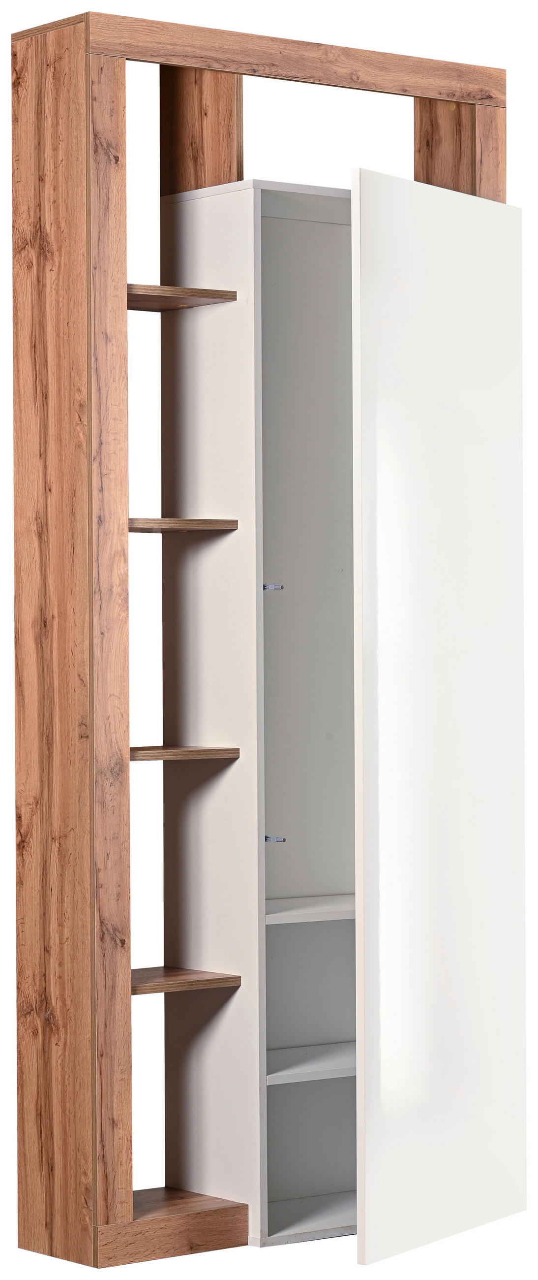 ORMAR ZA PREDSOBLJE  hrast wotan, bela visoki sjaj  - hrast wotan/bela visoki sjaj, Osnovno, pločasti materijal (91/201/30cm) - Ti'me