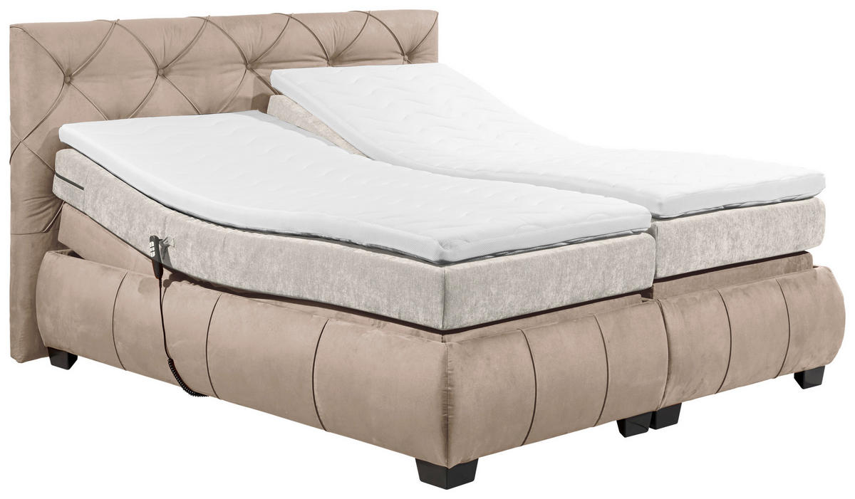 KONTINENTALSÄNG 180/200 cm  i brun  - brun/svart, Modern, trämaterial/textil (180/200cm) - MID.YOU