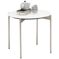 BEISTELLTISCH in Metall, Glas 55/55/49 cm  - Weiss/Edelstahlfarben, Design, Glas/Metall (55/55/49cm) - Venjakob