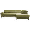 ECKSOFA Olivgrün Velours  - Schwarz/Olivgrün, MODERN, Textil/Metall (272/212cm) - MID.YOU