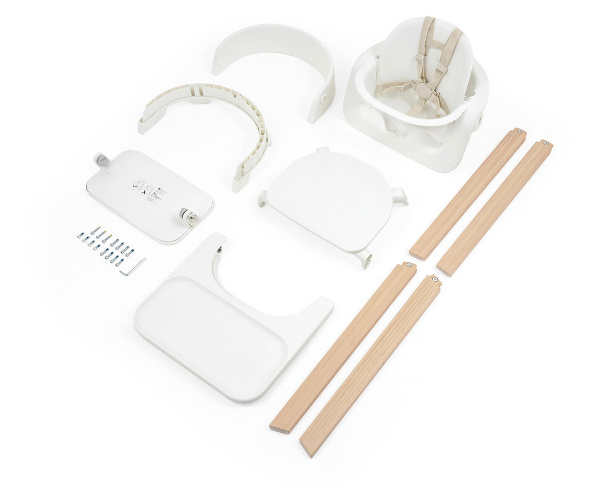 SET ZA STOLČEK ZA HRANJENJE  Steps Bundle  86/74/48 cm         bela  - bela, Basics, les (86/74/48cm) - Stokke