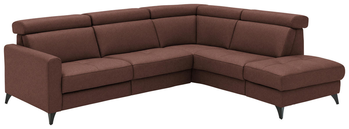 ECKSOFA Flachgewebe Weinrot  - Weinrot/Schwarz, Konventionell, Textil/Metall (276/214cm) - Beldomo System