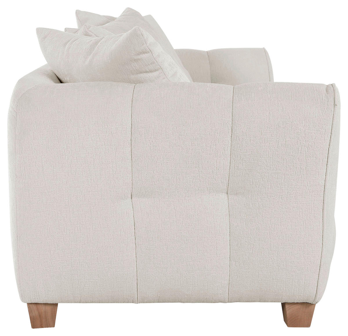 2-SITZER-SOFA Chenille Creme  - Creme/Naturfarben, KONVENTIONELL, Holz/Textil (185/72/95cm) - Milino