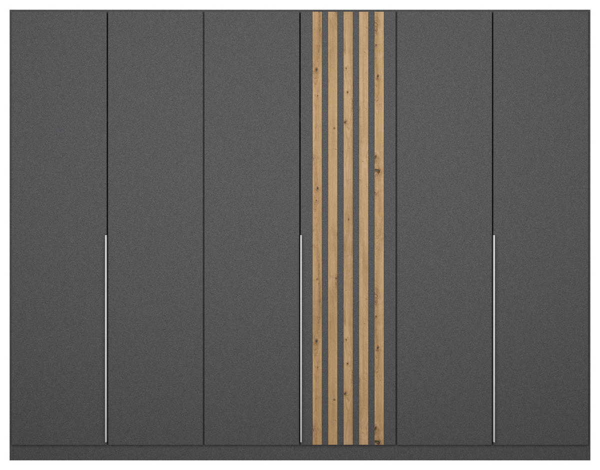 DREHTÜRENSCHRANK 271/210/54 cm 6-türig Grau, Eiche Artisan  - Alufarben/Eiche Artisan, MODERN, Holzwerkstoff/Metall (271/210/54cm) - Rauch Möbel