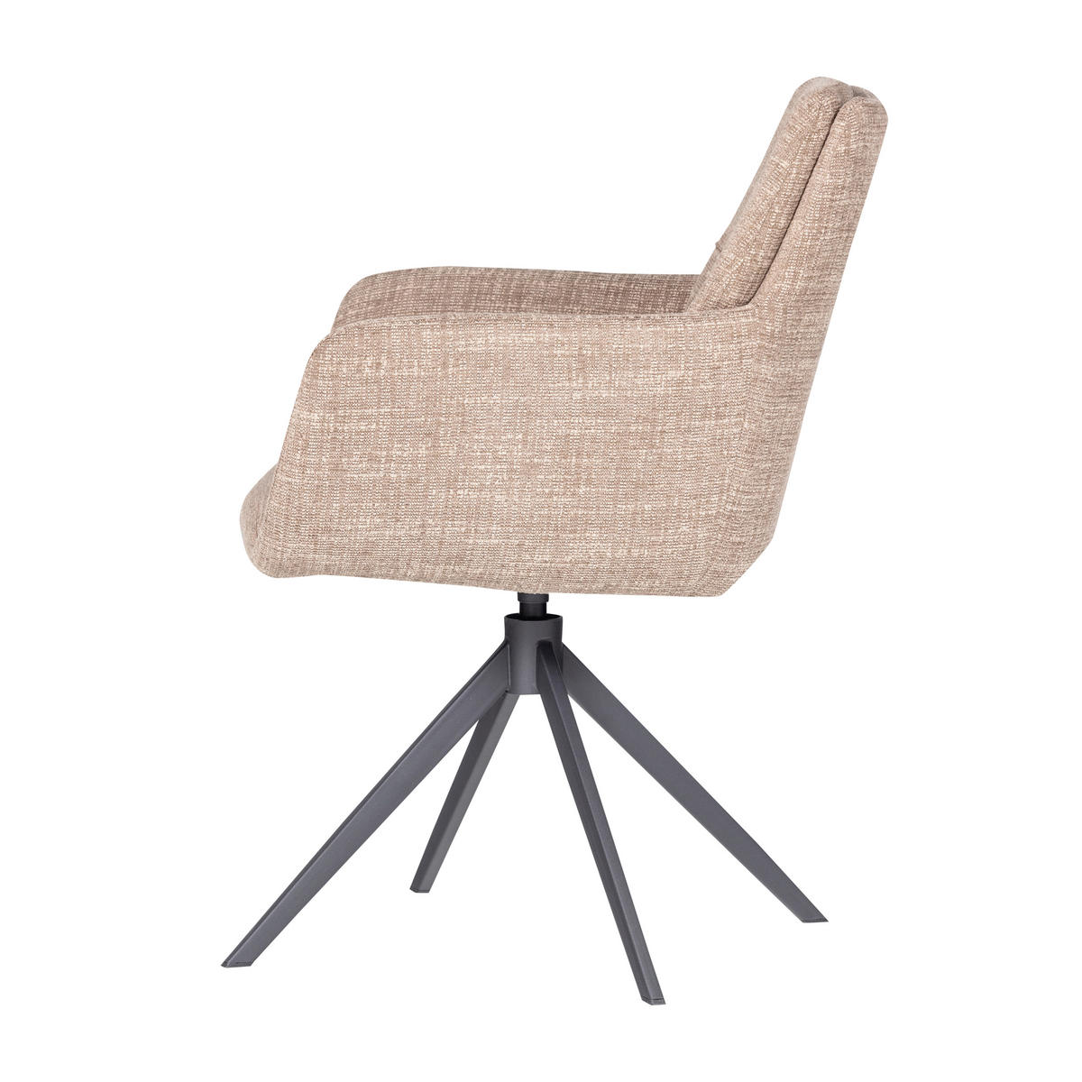 ARMLEHNSTUHL  Sitzfläche 360° drehbar Webstoff  Sandfarben  - Sandfarben/Schwarz, MODERN, Textil/Metall (61/88/63cm) - Livetastic