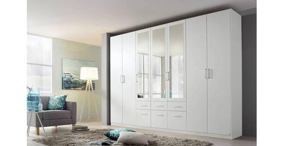 DREHTÜRENSCHRANK 7-türig Weiß  - Alufarben/Weiß, Basics, Holzwerkstoff/Kunststoff (315/229/54cm) - Xora