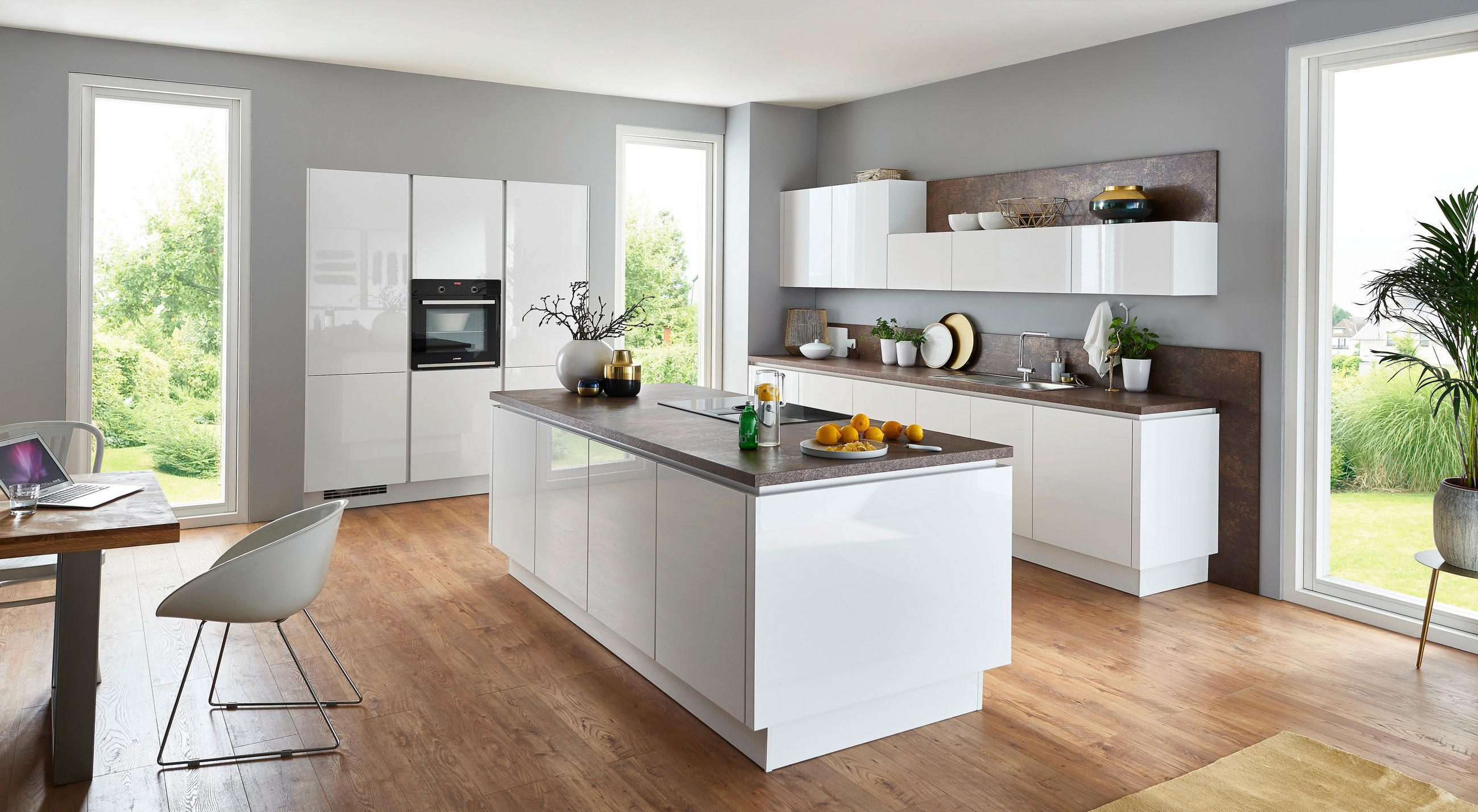 EINBAUKÜCHE 648  - Weiß, Design, Holzwerkstoff - Celina