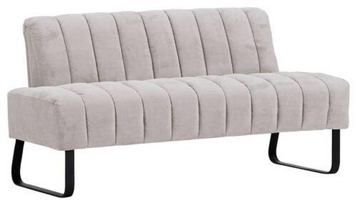 SITZBANK in Textil Hellgrau  - Hellgrau/Schwarz, Design, Textil/Metall (195/87/77cm) - Novel
