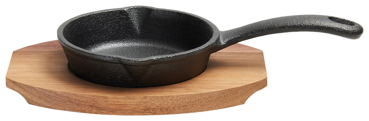 PÁNEV NA SMAŽENÍ   - černá/přírodní barvy, Basics, kov/dřevo (22,5/12,8/3cm) - Homeware Profession.