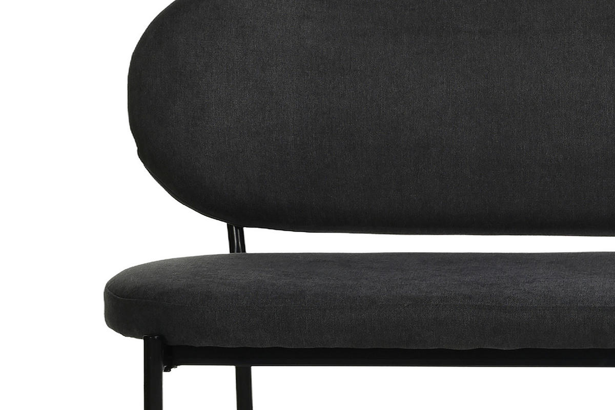 SITZBANK in Metall, Textil Schwarz, Dunkelgrau  - Dunkelgrau/Schwarz, Design, Textil/Metall (160/82/62cm) - MID.YOU