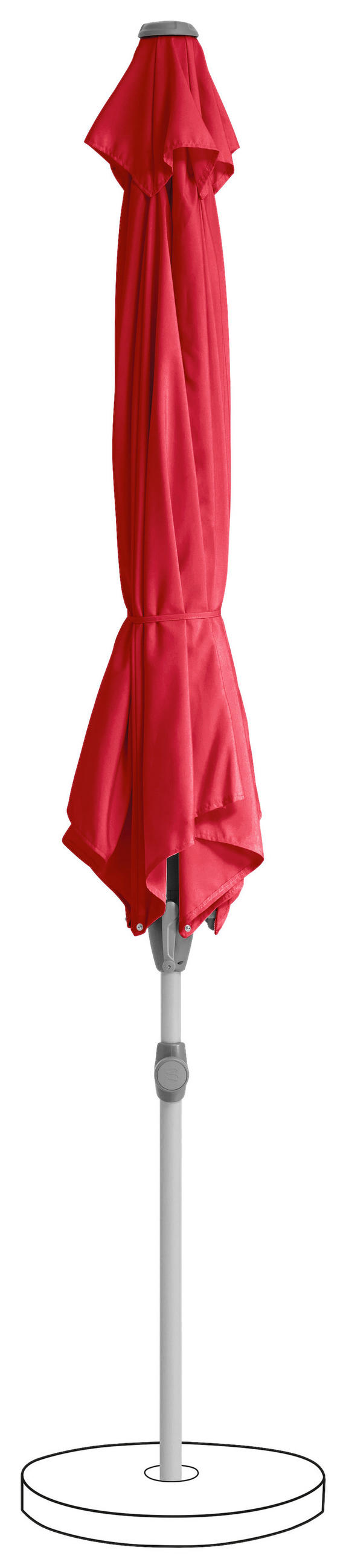 SONNENSCHIRM 330 cm Rot  - Silberfarben/Rot, KONVENTIONELL, Textil/Metall (330/330cm) - Suncomfort by Glatz