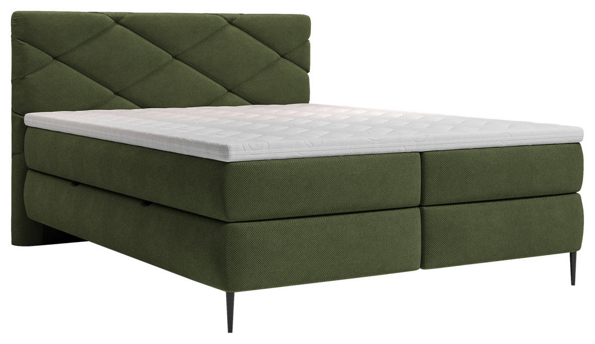 BOXSÄNG 140/200 cm  i grön  - grön/svart, Modern, metall/trämaterial (140/200cm) - MID.YOU