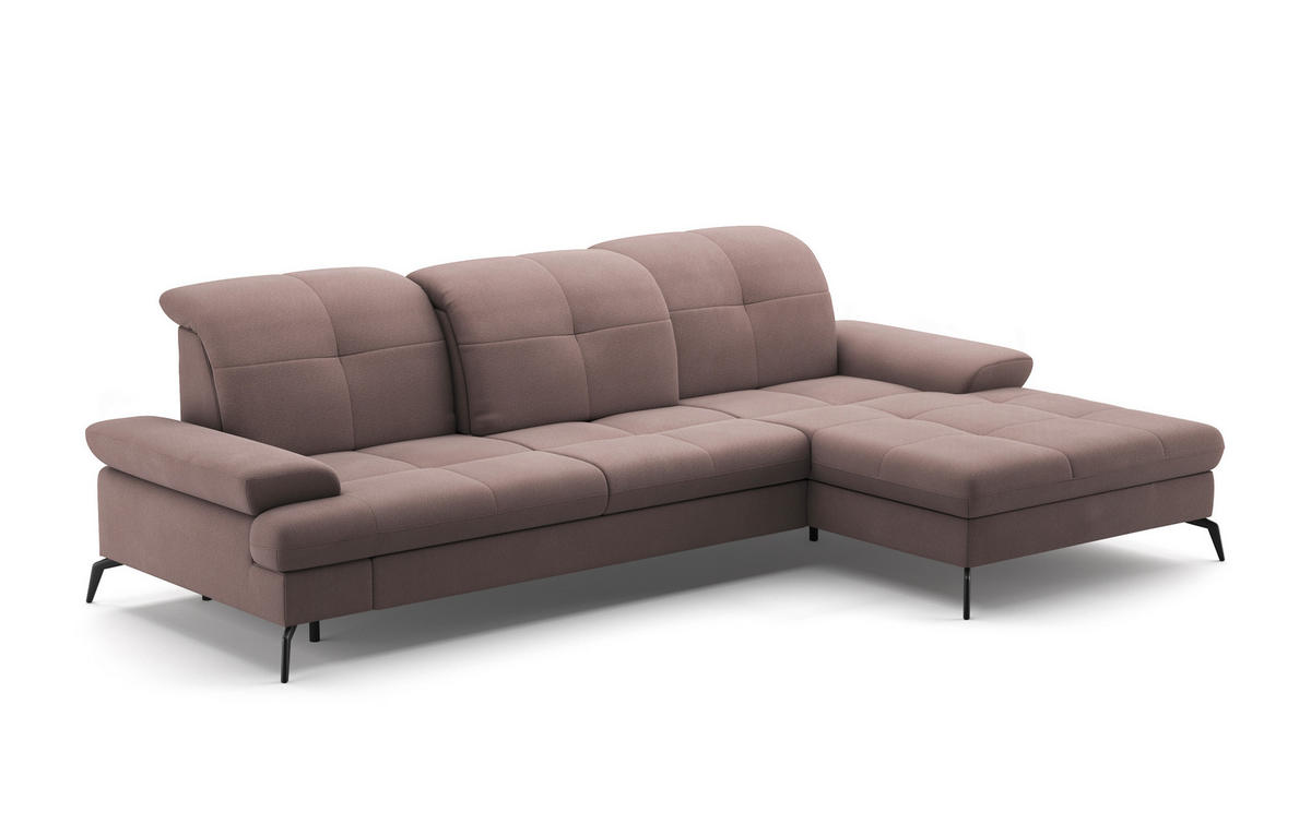 CANAPÉ D'ANGLE in Flachgewebe Taupe  - Taupe/Schwarz, Konventionell, Textil/Metall (279/185cm) - Sit & More
