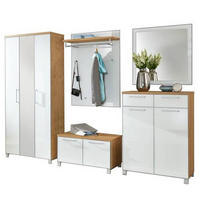 GARDEROBE 6-teilig  in 265/195/40 cm  - Hellbraun/Weiss, Design, Glas/Holz (265/195/40cm)