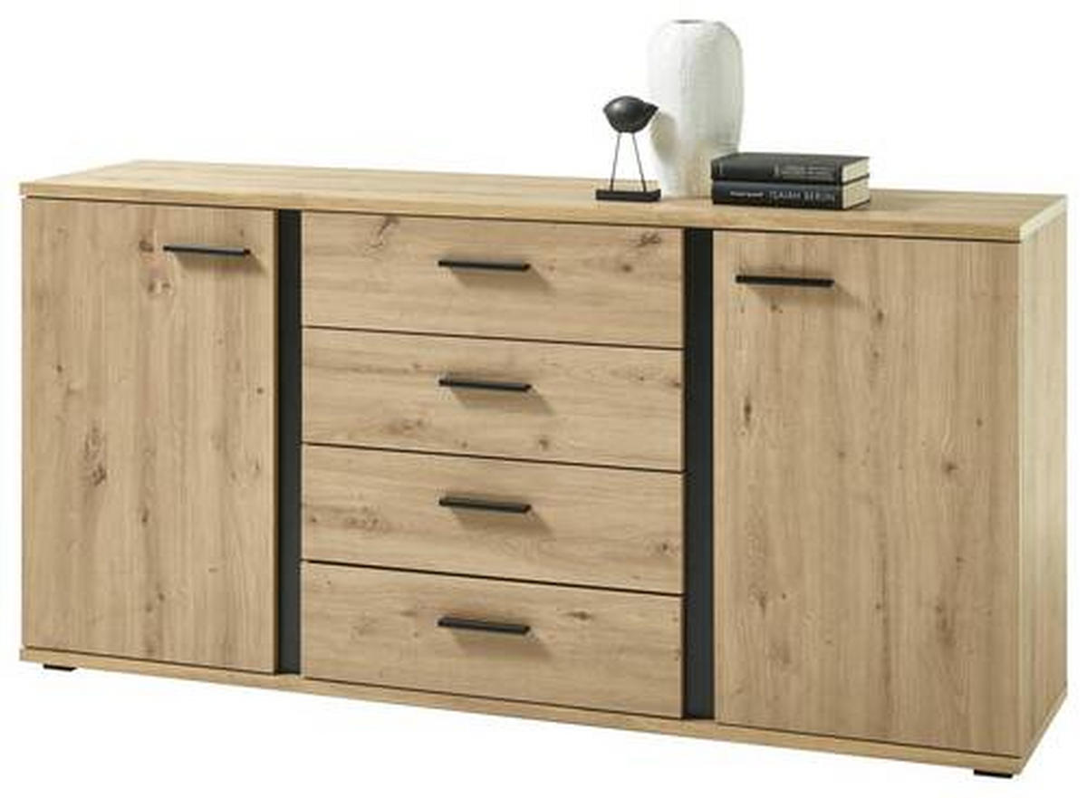 SIDEBOARD 170/84/40 cm  in Schwarz, Eichefarben  - Eichefarben/Anthrazit, Design, Holzwerkstoff/Kunststoff (170/84/40cm) - MID.YOU