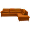 ECKSOFA in Echtleder Orange  - Beige/Alufarben, Design, Leder/Metall (288/249cm) - Beldomo Premium