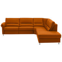 ECKSOFA in Echtleder Orange  - Beige/Alufarben, Design, Leder/Metall (288/249cm) - Beldomo Premium