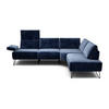 ECKSOFA in Samt Dunkelblau  248-263/193 cm  - Schwarz/Dunkelblau, Design, Textil/Metall (248-263/193cm) - SENSOO