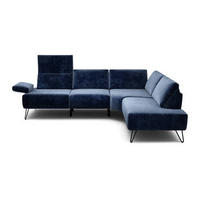 ECKSOFA in Samt Dunkelblau  248-263/193 cm  - Schwarz/Dunkelblau, Design, Textil/Metall (248-263/193cm) - SENSOO