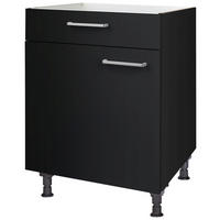 KOCHFELDUMBAUSCHRANK 60/87/56 cm  in Schwarz  - Edelstahlfarben/Schwarz, MODERN, Holzwerkstoff/Metall (60/87/56cm) - Nobilia