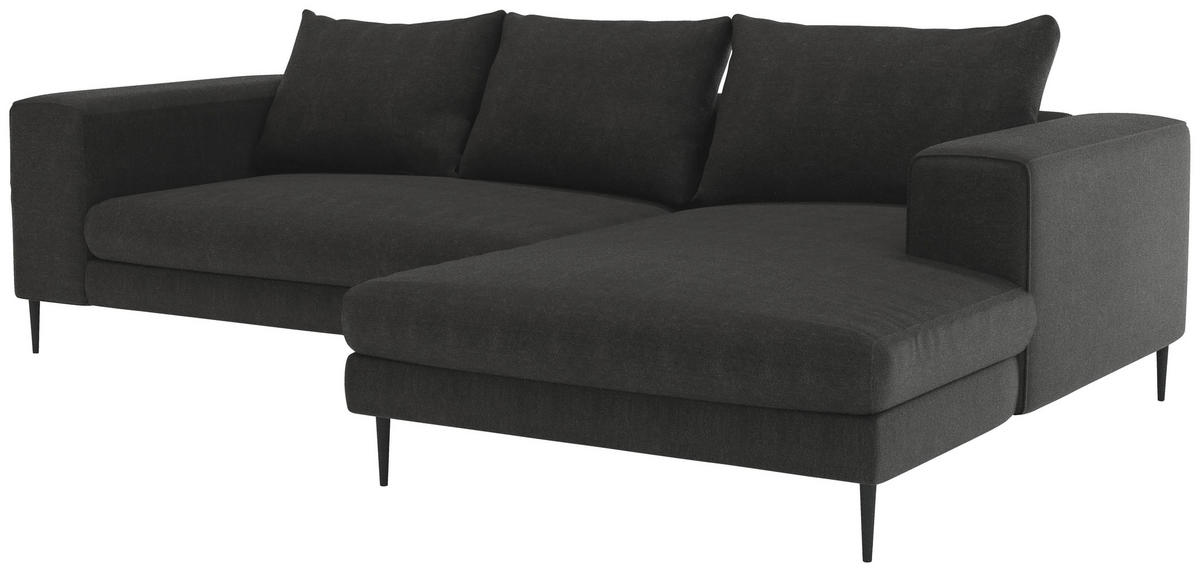 ECKSCHLAFSOFA in Struktur Graphitfarben  - Schwarz/Graphitfarben, Modern, Textil/Metall (295/170cm) - Trendmanufaktur