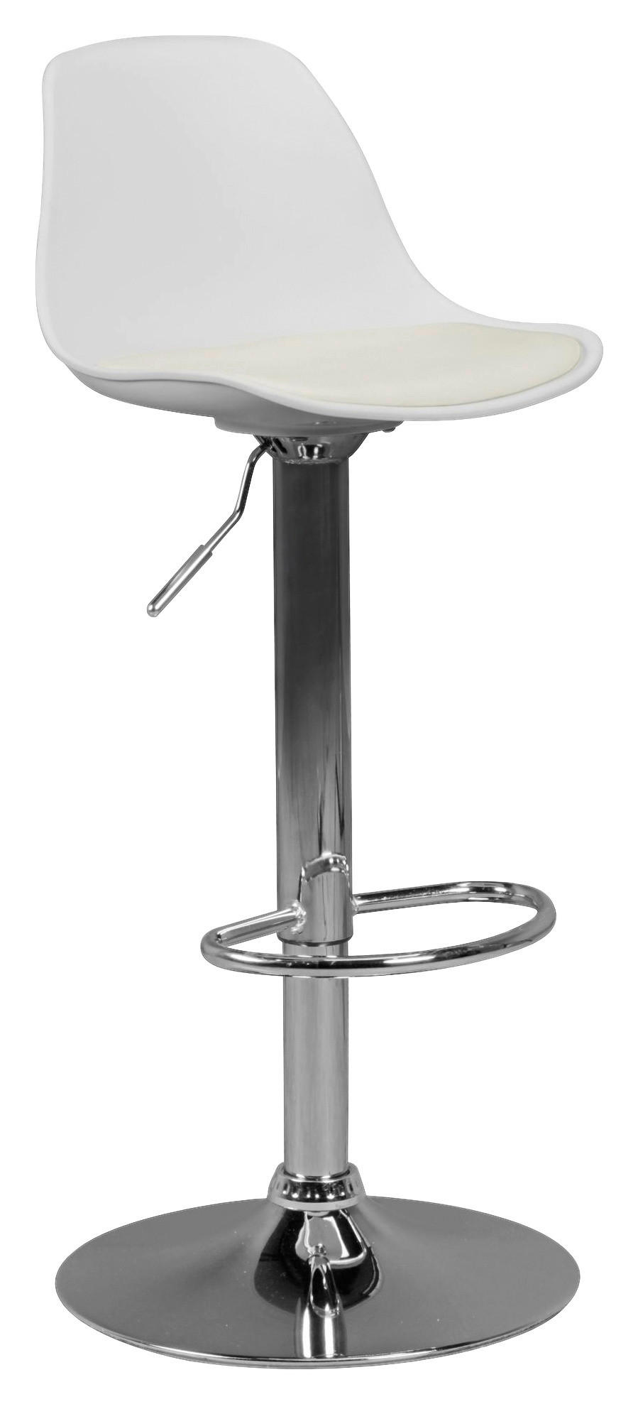 BARHOCKER Lederlook Weiß Sitzfläche 360° drehbar, abwischbar  - Chromfarben/Weiß, MODERN, Kunststoff/Textil (40/104/40cm) - MID.YOU