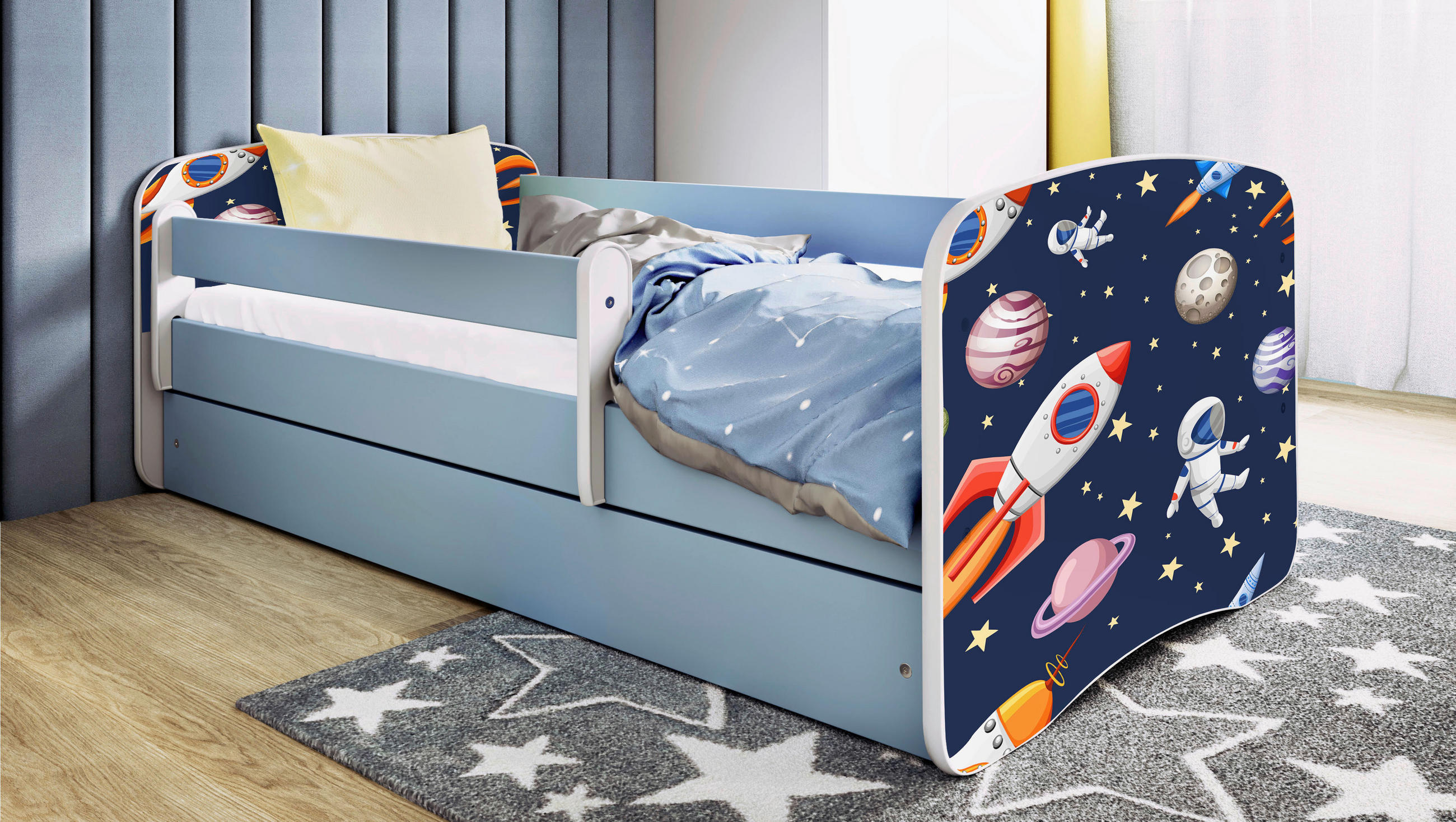 KINDER-/JUNIORBETT - Blau/Birkefarben, MODERN, Holz/Holzwerkstoff (80/160cm) - MID.YOU