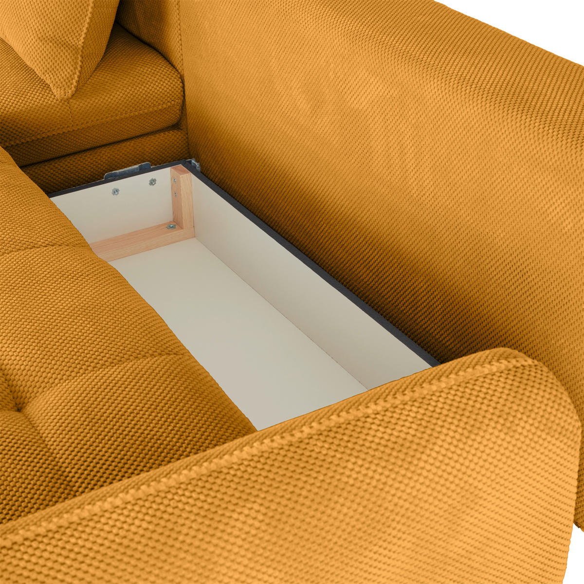 ECKSOFA WAVE Senfgelb Struktur  - Beige/Senfgelb, MODERN, Textil/Metall (189/266cm) - MID.YOU