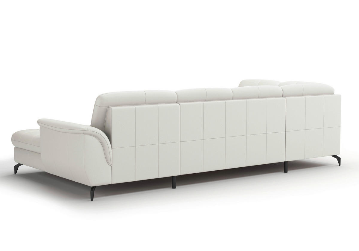 WOHNLANDSCHAFT Weiß Echtleder  - Schwarz/Weiß, MODERN, Leder/Metall (212/319/164cm) - Sit & More