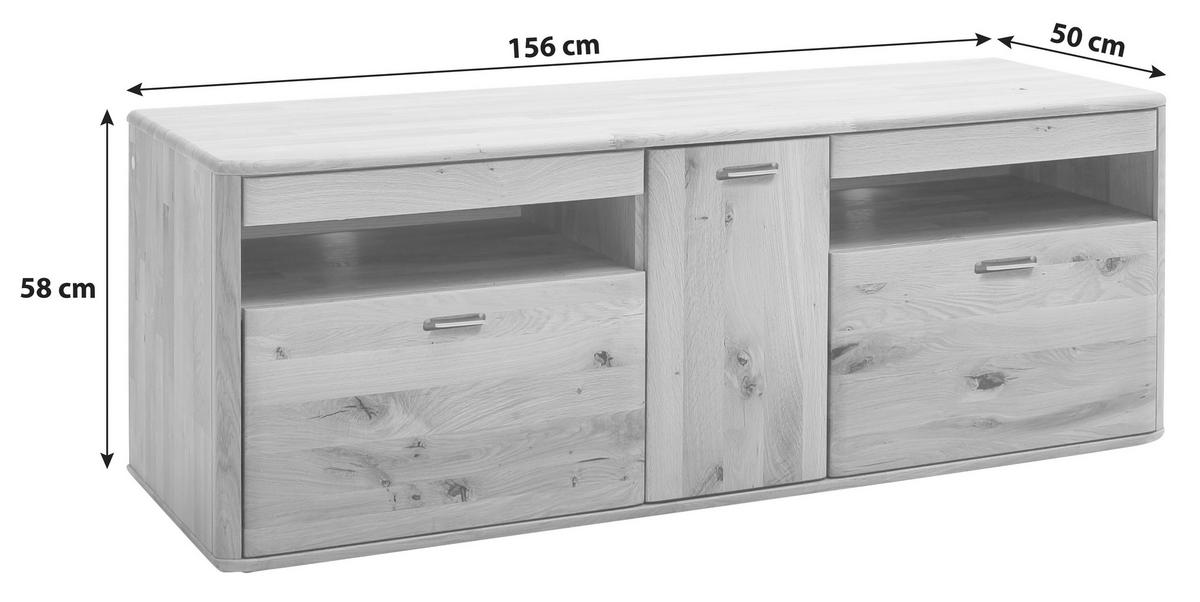 ÉLÉMENT TV  in 156/58/50 cm  - Eichefarben, Design, Holz/Metall (156/58/50cm) - Livetastic
