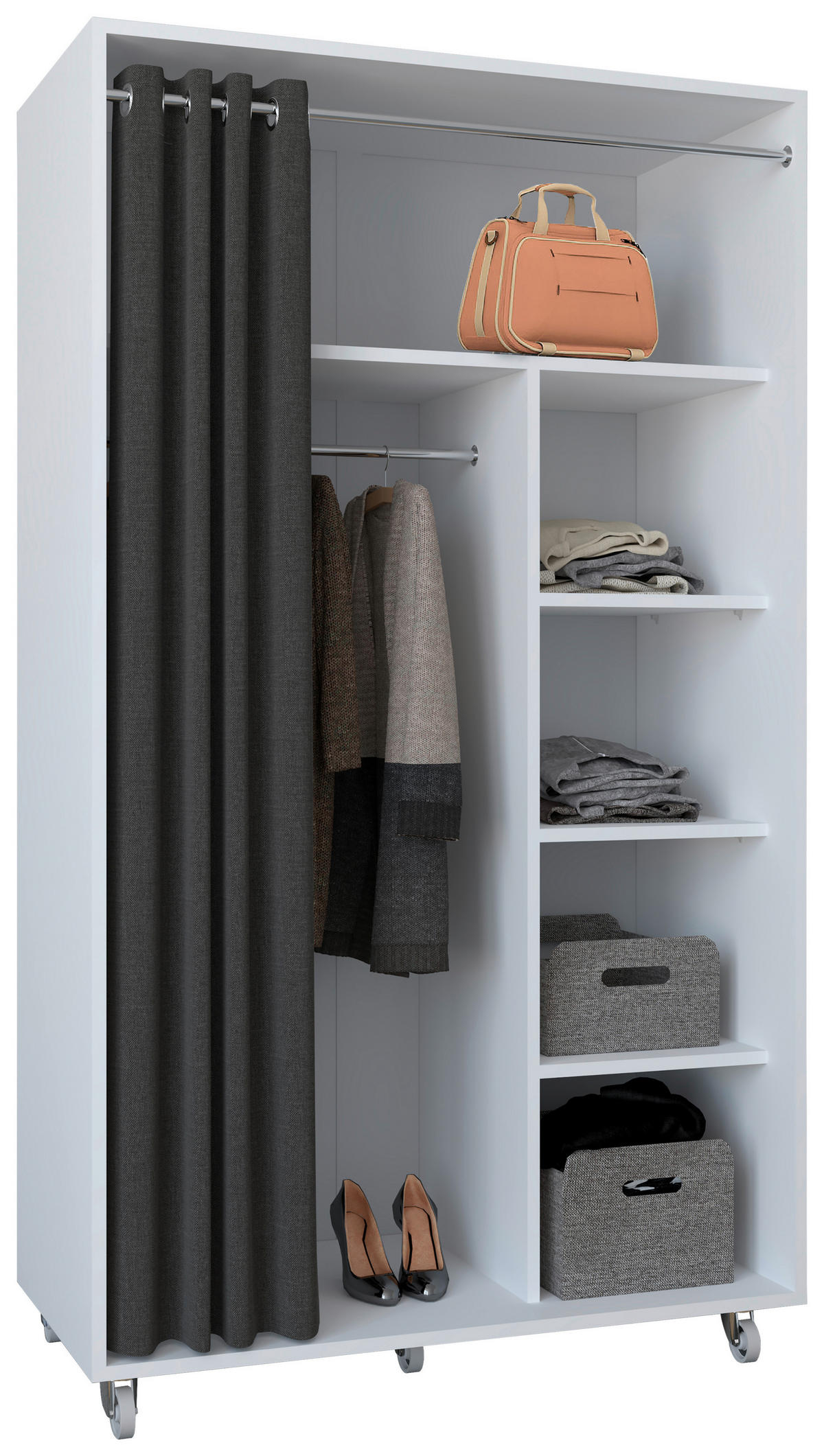 KLEIDERSCHRANK 101/175/51 cm Weiß  - Weiß/Grau, Design, Holzwerkstoff/Kunststoff (101/175/51cm) - MID.YOU