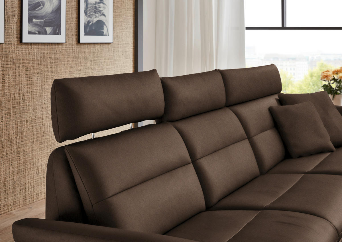 ECKSOFA in Echtleder Braun  - Schwarz/Braun, Design, Leder/Metall (300/157cm) - Dieter Knoll
