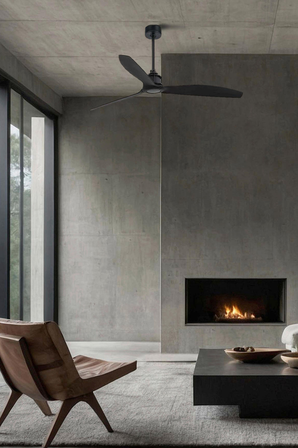 DECKENVENTILATOR - Schwarz, Basics, Kunststoff/Metall (128/64cm)