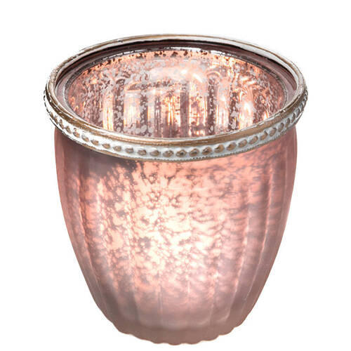 SKL. SVIETNIK NA ČAJ. SVIEČKU  kov, sklo - pink, Basics, kov/sklo (8,5/9cm)