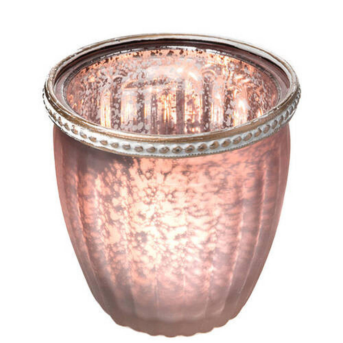 SKL. SVIETNIK NA ČAJ. SVIEČKU  kov, sklo - pink, Basics, kov/sklo (8,5/9cm)