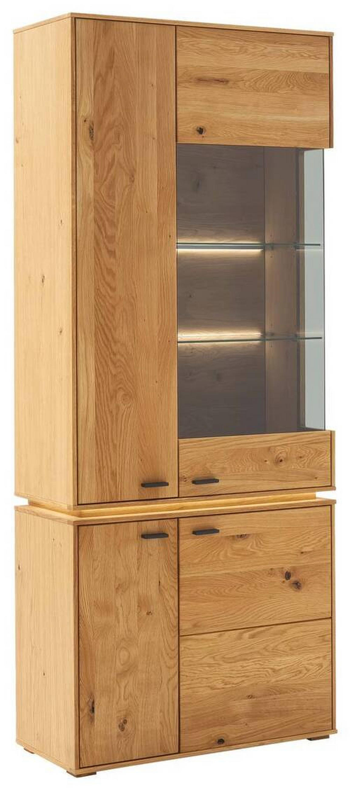 VITRINE in furniert, massiv Wildeiche Wildeiche  - Wildeiche/Anthrazit, Natur, Glas/Holz (83/202/38cm) - MID.YOU
