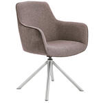 ARMLEHNSTUHL  in Edelstahl Flachgewebe  - Edelstahlfarben/Cappuccino, Design, Textil/Metall (60/88/64cm) - Novel