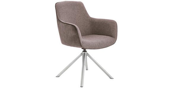 ARMLEHNSTUHL  in Edelstahl Flachgewebe  - Edelstahlfarben/Cappuccino, Design, Textil/Metall (60/88/64cm) - Novel