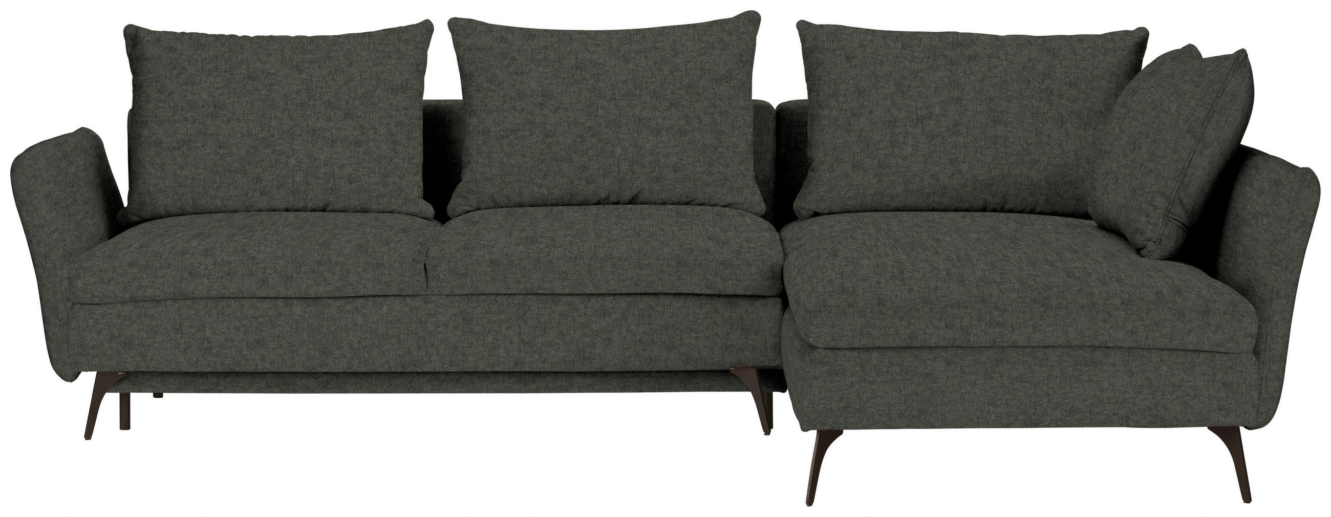 ECKSOFA Dunkelgrün Webstoff  - Dunkelgrün/Schwarz, Design, Textil/Metall (282/182cm)