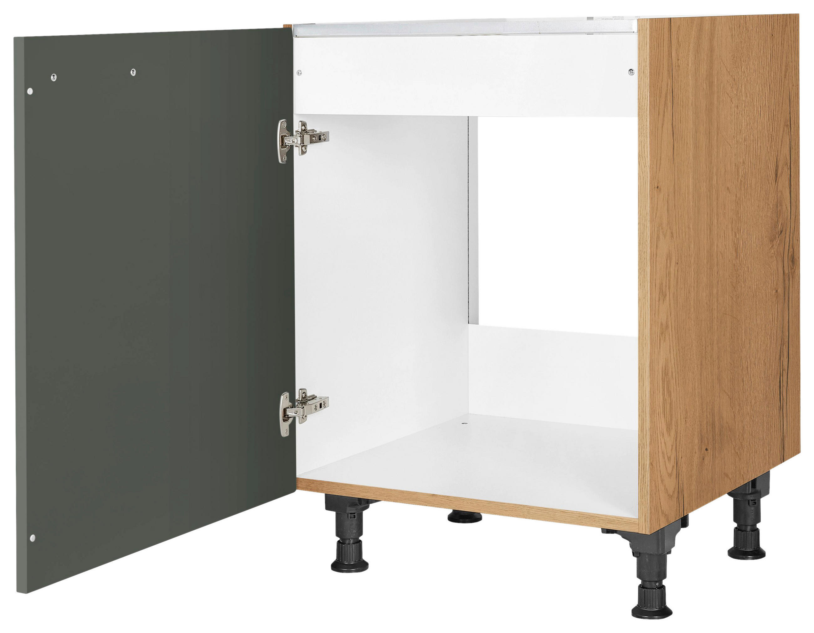 SPÜLENUNTERSCHRANK 60/87/56 cm  in Grün, Eichefarben  - Eichefarben/Schwarz, MODERN, Holzwerkstoff/Metall (60/87/56cm) - Nobilia