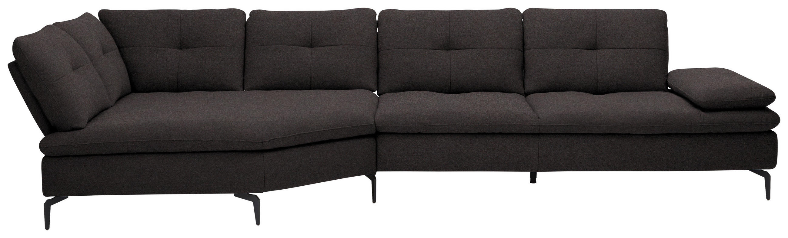 ECKSOFA in Flachgewebe Schwarz  - Schwarz, Design, Textil/Metall (157/344cm) - Chilliano